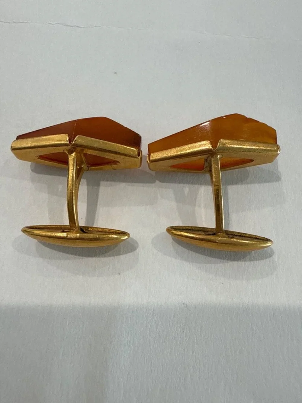 Vintage Soviet Amber Cufflinks Diamond-shaped Men's